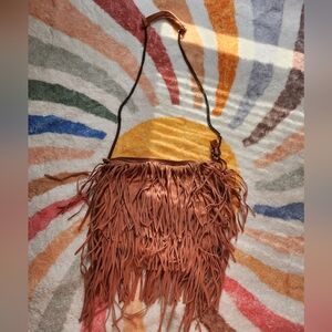 Sonoma Dusty Pink boho western fringe purse bag